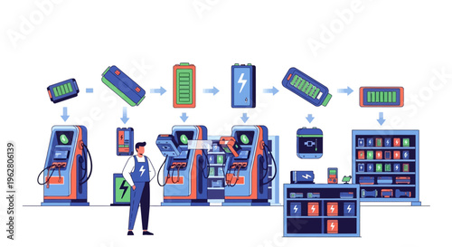Electric Vehicle Charging Station and Battery Technology.