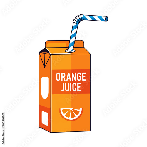 retro cartoon orange juice drink carton vector illustration