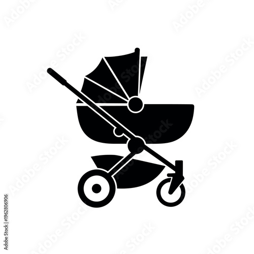 Baby Stroller Silhouette Icon.