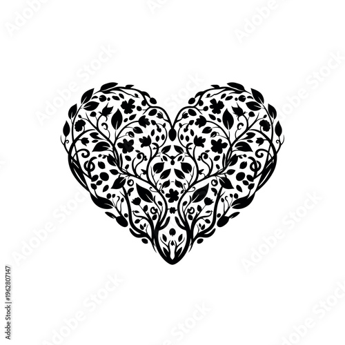 Heartshaped intricate floral design.