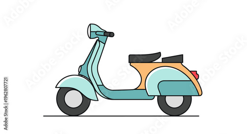 Teal and orange classic scooter vehicle.