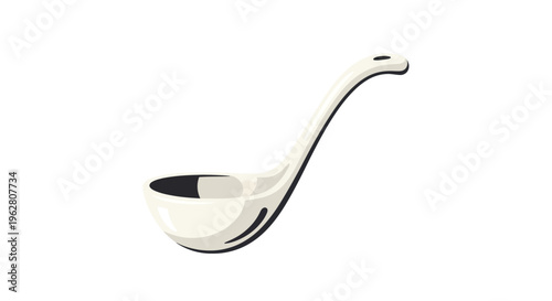 Silver ladle kitchen utensil closeup.