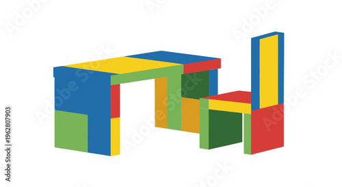 Colorful blocks stacked in shapes.