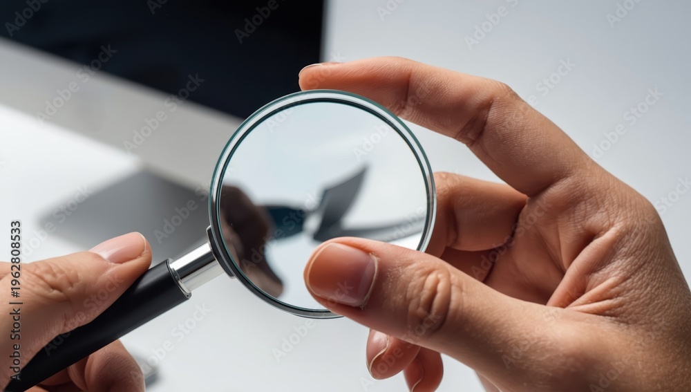 Fototapeta premium handheld magnifier on white background