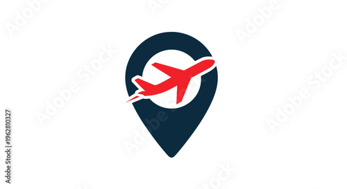 Airplane flying over a location pin.