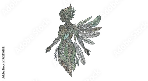 Gray Metal Fairy with Wings.