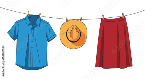 Clothes Hanging on a Line.