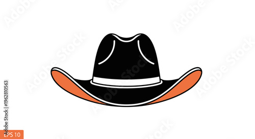 Black cowboy hat with white trim.