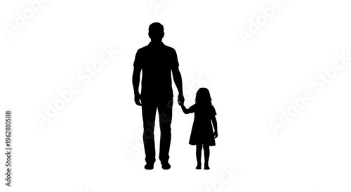 Silhouette of man and little girl.