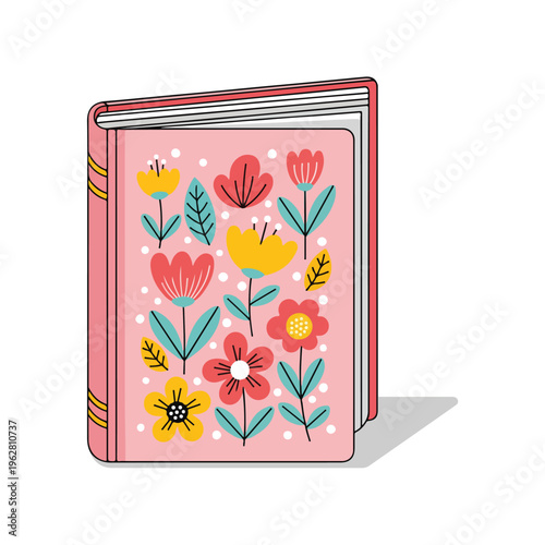 whimsical folk floral notebook cover illustration