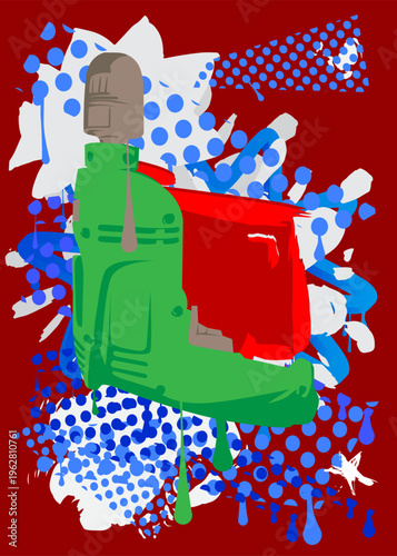 Drill graffiti. Abstract modern street art decoration performed in urban painting style.