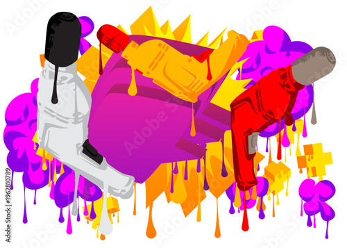 Drill graffiti. Abstract modern street art decoration performed in urban painting style.