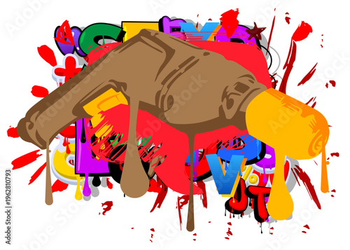 Drill graffiti. Abstract modern street art decoration performed in urban painting style.