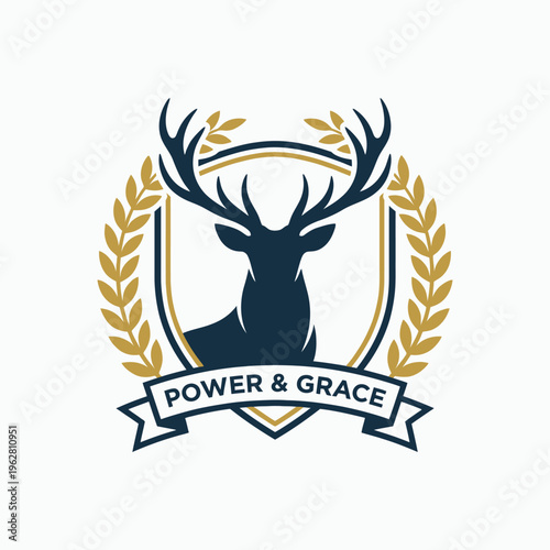 Majestic stag emblem for power and grace