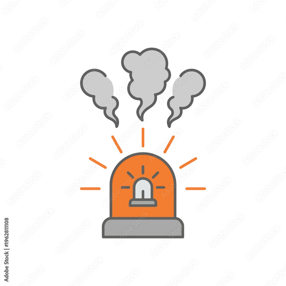 Fototapeta premium Activated beacon alarm symbol with smoke
