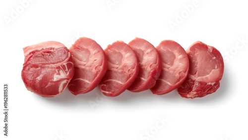 Pork tenderloin on a white backdrop, pork fillet separated on a white surface, with clipping path