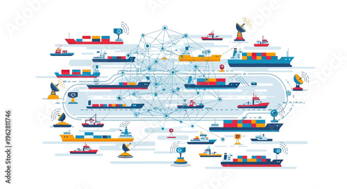 Global Shipping Network Logistics and Transportation Concept.