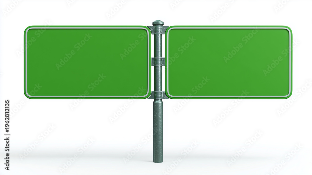 Fototapeta premium 3d rendering of two green blank street signs on a pole