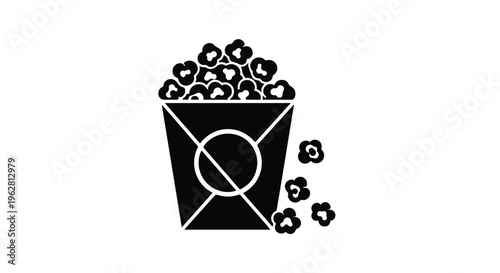 Popcorn bucket icon represents a classic cinematic snack experience that is perfect for movie theater branding, entertainment industry posters, and promotional digital design assets for films.