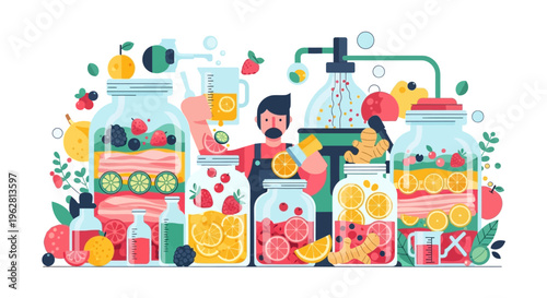 Homemade Fermented Foods and Drinks Collection.