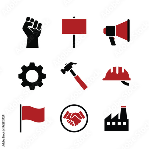 Industrial and Labor Relations Vector Icon Set