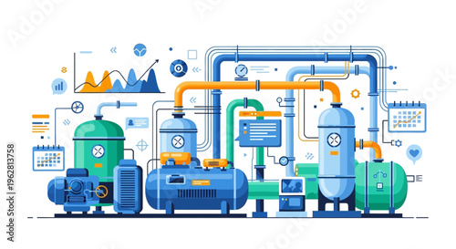 Industrial Pumping Station Equipment and Process Flow.