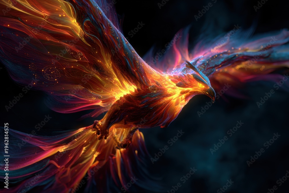 Fototapeta premium Phoenix Rising from Ashes Abstract Stock Images