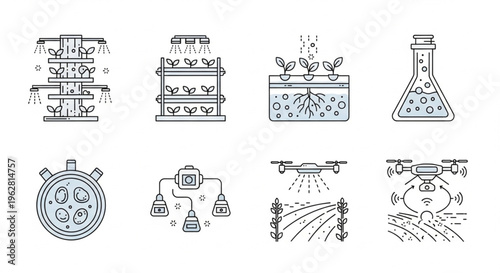 Sustainable Agriculture and Smart Farm Automation vector Icon Pack