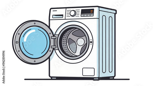Front-Load Washing Machine - Line Art Style Illustration