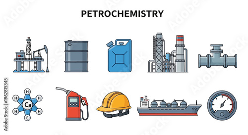 Petrochemical Industry Icons and Symbols.