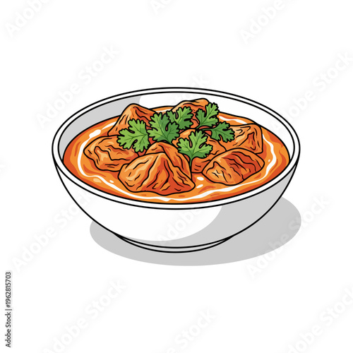 Popular Chicken Tikka Masala Curry Vector Illustration