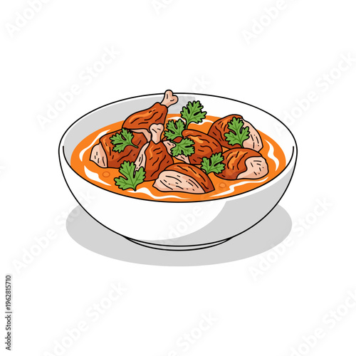 Popular Chicken Tikka Masala Curry Vector Illustration
