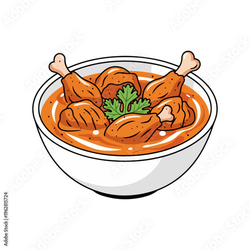 Popular Chicken Tikka Masala Curry Vector Illustration