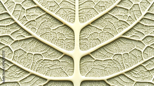 Macro Detail of Leaf Vein Network Structure Showing Intricate Fractal Patterns and Biological Textures for Nature Conservation and Science
