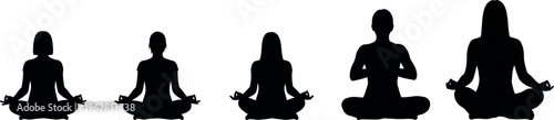 Silhouette of various yoga poses for mindfulness and flexibility yoga silhouette