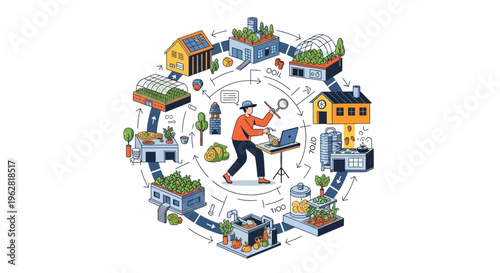 Man orchestrating a digital world with technology and creativity.