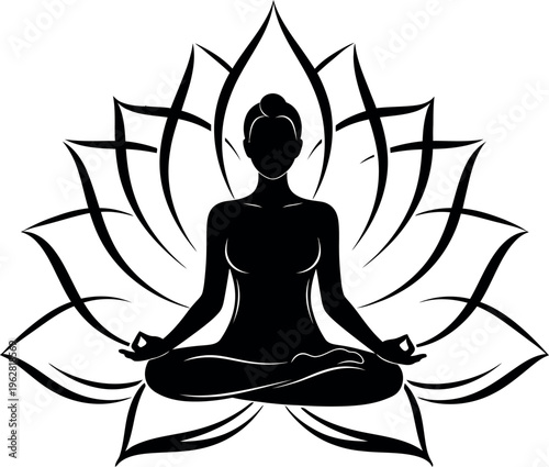 Silhouette of a person in lotus position yoga silhouette