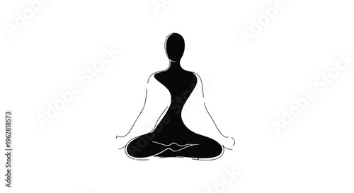 Meditator silhouette sitting in a lotus position represents a sense of calm and spiritual balance which is perfect for wellness brands that seek to promote deep relaxation and inner peace.