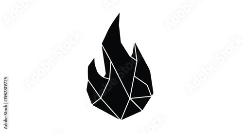 Flame icon rendered with sharp geometric polygon lines portrays a modern digital aesthetic representing energy and power, perfect for branding a creative business logo design concept.