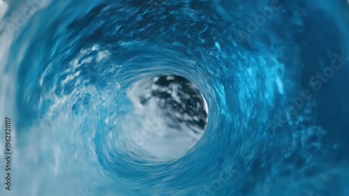 Swirling blue liquid creates a vortex, capturing motion and light within its flow