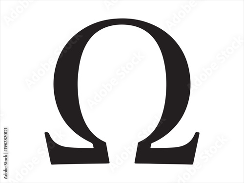 Omega symbol silhouette vector greek letter omega sign isolated on white background