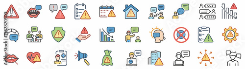 collection of flat design business warning icons vector illustration