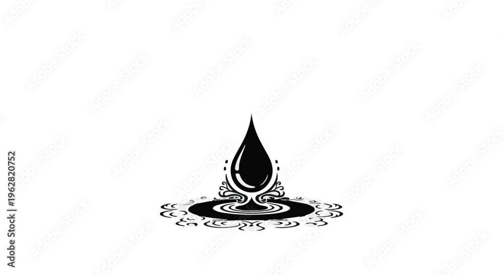 Fototapeta premium Water drop creates a perfect ripple effect on a liquid surface, symbolizing purity, environmental conservation, and the delicate nature of our planet's most essential life-sustaining resource.