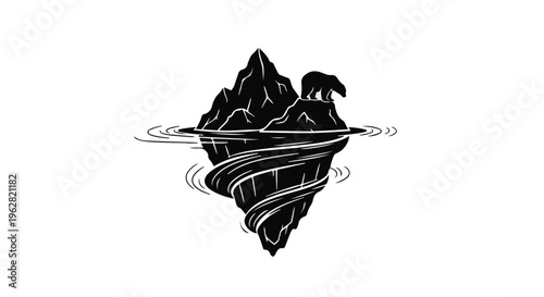 Bear standing atop a melting iceberg illustrates the urgent environmental challenges and the precarious state of global ecosystems threatened by rapidly rising temperatures and climate change issues.