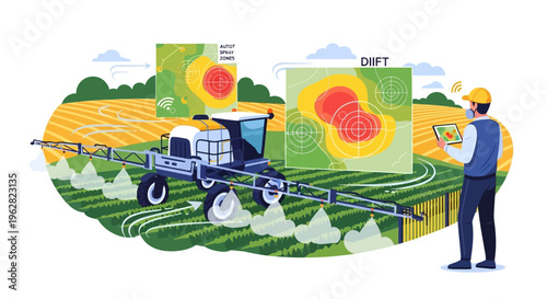 Modern agricultural technology in action on a farm.