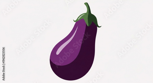 Vibrant purple eggplant with green stem on white background fresh and healthy vegetable