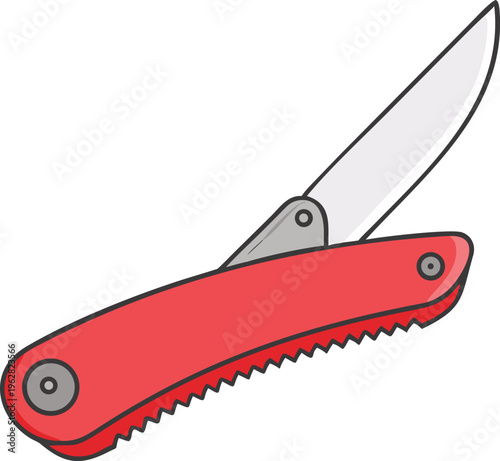 A colorful illustration of a classic red handled pocketknife
