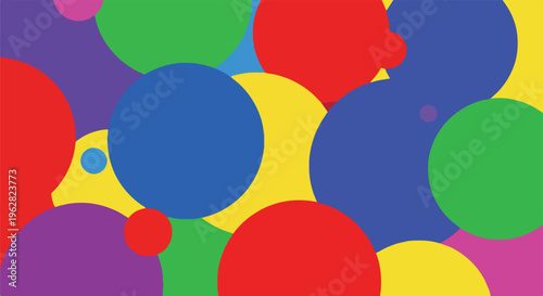 Colorful, overlapping circles of varying sizes and colors