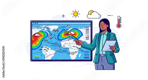 Meteorologist Explains Weather Map with Data Visualization.