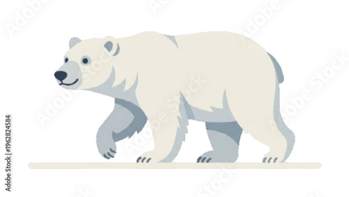 Polar Bear Walking Illustration Isolated on White